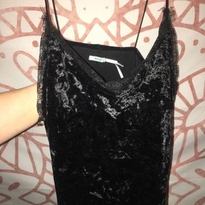 black velvet tank with lacey detail